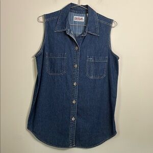 Women's Bill Blass Blue Denim Sleeveless Top Size Small